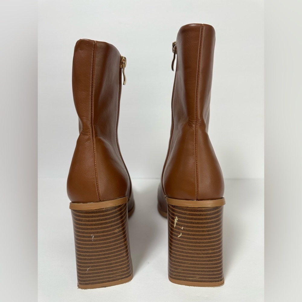 Boss Lady Chunky Heeled Boots Brown Size 10 - Picture 4 of 14